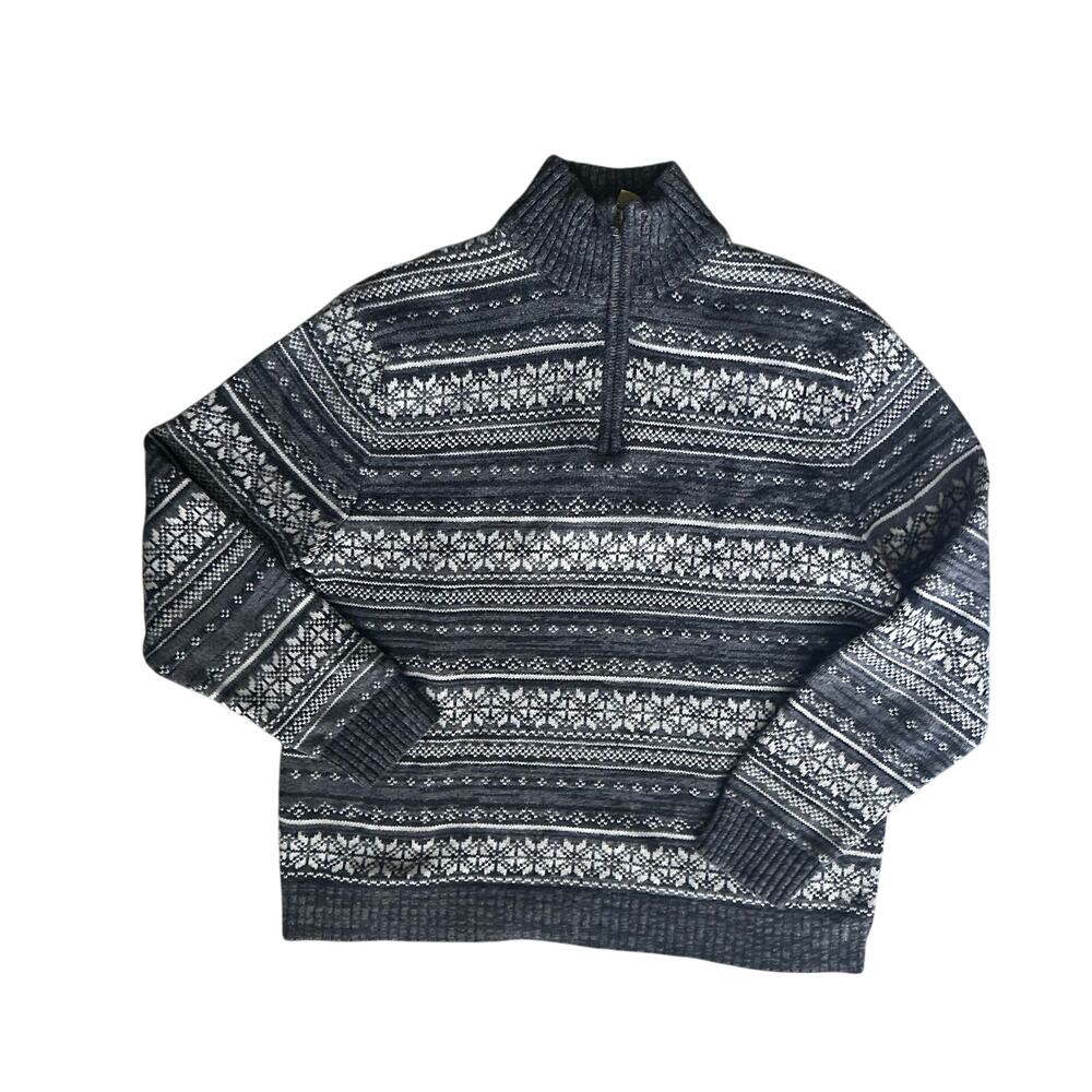 Vintage Gap Fair Isle 1/4 Zip Wool Sweater - XL